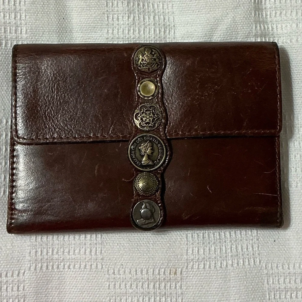 EUC Patricia Nash Brown Trifold Leather Wallet